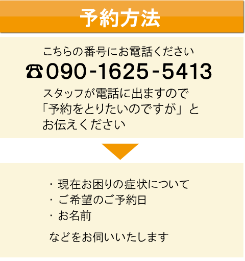 福岡市の膝痛整体　予約方法①