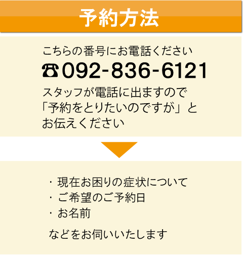 福岡の膝痛整体　予約方法①